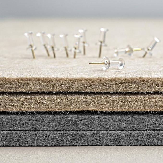 Large Bulletin Board - 48 x 36 Inches, Decorative Felt Pin Board for Wall - 4' x 3' Foldable Photo Display Board with Self-Adhesive Tape, Includes 20 Push Pins - Gray