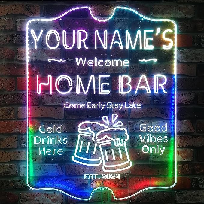 ADVPRO Personalized Your Name Home Bar RGB Dynamic Glam LED Sign - Cut-to-Edge Shape - Smart 3D Decoration - Multicolor Signage st06s64-fnd-p11-tm-c