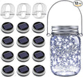 ZNYCYE Mason Jar Solar Lights for Outside, 12 Pack 30LED Fairy Lights Mason Jar Solar Lids Outdoor Waterproof String Lights with Hangers(NO Jars) for Patio Garden Yard Lawn Decoration - Cool White