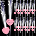 24 Pcs Wedding Sparklers Heart Shaped LED Glow Sticks Fiber Optic Wands Light up Wand with 3 Light Mode for Wedding Bridal Shower Birthday Glow in the Dark Party Supplies (Pink)