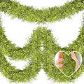 25 Feet Metallic Twist Tinsel Garland - Wall Hanging Backdrop for Parade Floats, Christmas Eve, New Year, Valentine's Day Parties (Light Green, 4in x 25ft)