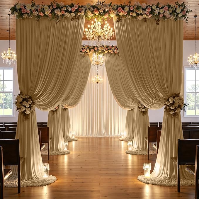 20ftx10ft Beige Backdrop Curtains for Party Background, Wrinkle Free Beige Photo Curtains Backdrop Drapes 4 Panels Back Drop Cloth for Wedding Birthday Photography Baby Shower Decor