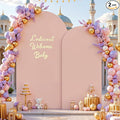 7.2FT 6FT Arch Backdrop Cover for Wedding, Set of 2 Stretchy Spandex Fitted Arch Stand Cover for Baby Shower, Birthday Party Decor, Chiara Backdrop Cover with Double-Sided Design(Dusty Pink)