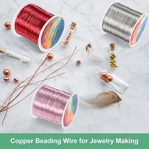 2-Rolls 0.3mm Jewelry Wire, 28 Gauge 328FT Craft Wire Copper Beading Wire for Jewelry Making/Planting/Weaving/DIY Crafting, Soft Metal Wires [100M, Champagne Gold]