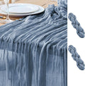 Asee'm 2pcs Cheesecloth Table Runner 120 Inches Dusty Blue Boho Gauze Cheese Cloth Runner 10FT Rustic Sheer Table Runners for Centerpiece Wedding Baby Shower Spring Easter Decoration