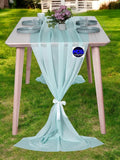 MDS 15 Pack 10ft Chiffon Table Runner 29 x 120 Inches Sheer Wedding Runner Romantic Rustic Table Runner for Wedding Decorations, Birthday Parties, Bridal Shower Party Arch Decor - Teal