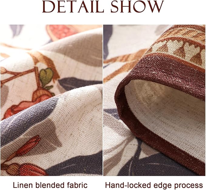patdrea Designer Vintage Rectangle Tablecloth,Linen Pomegranates and Leaves Pattern Tablecloths,Fall Table Cover Cloth Decor for Kitchen Dining Christmas,Thanksgiving,55"x87"-Tehran a