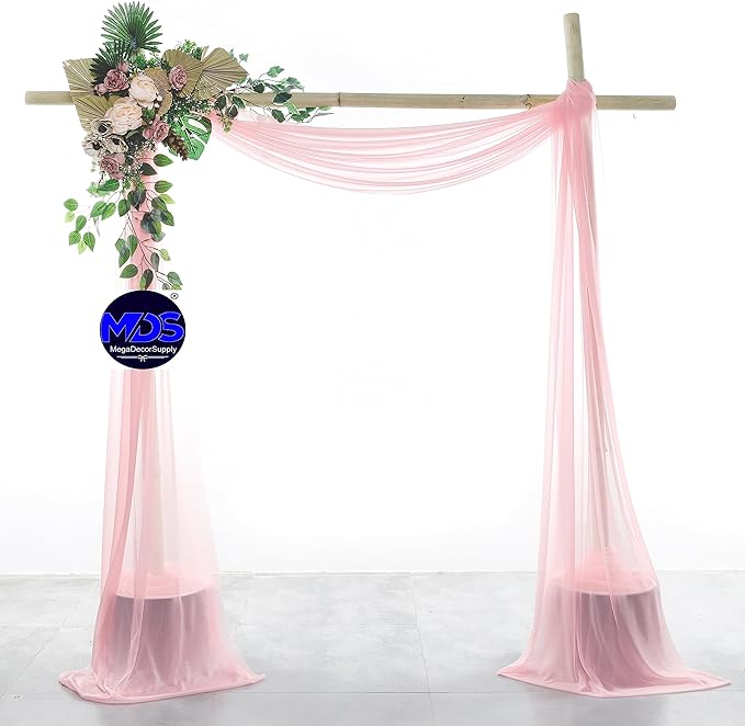 MDS Halloween Chiffon Draping Fabric - 2 Panel, 30" Wide x 75ft Long - Sheer Spooky Arbor & Canopy Drapery for Haunted House Backdrops, Party Ceilings, DIY Costumes & Themed Events - Blush Pink