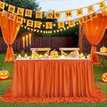 QueenDream 14FT Terracotta Chiffon Table Skirt Skirt Sheer Rectangle Tablecloth for Bridal Baby Shower Birthday Party Halloween Decoration