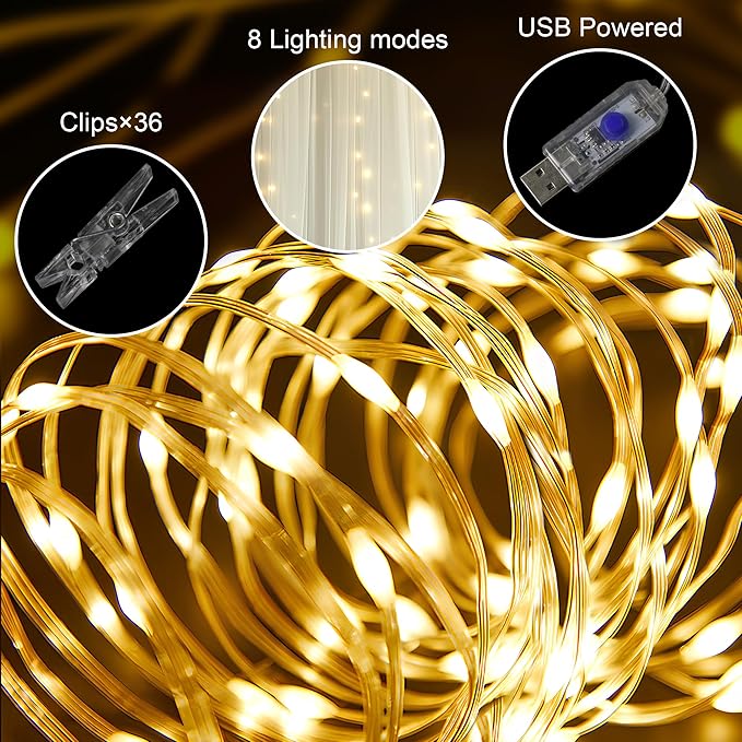 Tulle Backdrop Curtain with Lights String 30 X 10FT Ivory Sheer Tulle Backdrop Curtains for Wedding Birthday Party Reception Photo Booth Background Decorations (6 Panels 5x10FT)