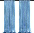 Baby Blue Sequin Backdrop 2 Panels 2FTx8FT Party Backdrop Curtains Glitter Birthday Bridal Curtains Sparkle Photo Backdrop