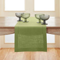 Solino Home Linen Moss Green Table Runner 72 Inches Long - 100% Pure Linen Hemstitch Table Runner 14 x 72 Inch for Dresser, Dining, Fall, Autumn, Halloween, Thanksgiving - Classic Hemstitch