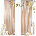ShinyBeauty Champagne Backdrops 2 Pieces Sequin Curtains 4FTx7FT Photograph Backdrop Shimmer Curtain Panels Sparkle Fabric Glitter Background for Party Wedding Holiday New Year Decor