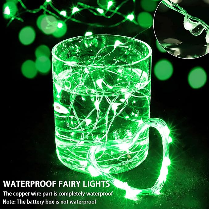 Green Fairy Lights 100 Pack 7Ft 20 LED Twinkle String Lights 3 Modes Battery Operated Waterproof Firefly Starry for Mason Jar Party Wedding Christmas Valentines Day Table Centerpieces