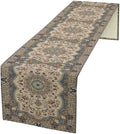 Boho Bohemia Style Table Runner, Vintage Blue Teal Gold Retro Flower Rustic Country Style Floral Print Pattern for Home Kitchen Table Decor Dining Coffee Room Garden Party Decor 13x72in