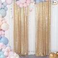 ShinyBeauty Gold Sequin Backdrop Panels 2FTx8FT Sparkly Light Gold Drapes Glitter Photo Booth Backdrop Happy Birthday Graduation(2FTx8FT)