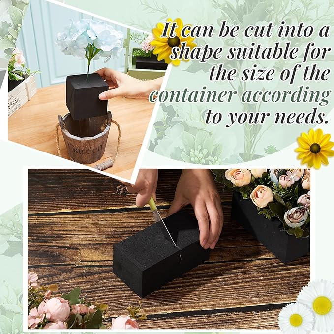 Lallisa 8 Pcs Reusable Floral Foam Blocks Water Weather Resistant Dry Floral Foam for Artificial Flower Arrangements Outdoor Flower Boxes Outside Hanging Planters Wedding Home Decor (6 x 3 x 2.5)