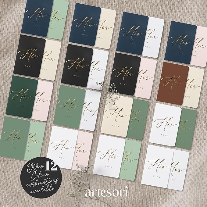 ARTESORI Premium Wedding Vow Book for Her & Him, Soft Touch, Gold Foil, 28 Lined Pages, Vow Books His and Hers, Wedding Essentials, Wedding Registry Ideas, His and Hers Gifts [Mint & Sage]