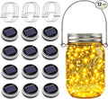 ZNYCYE Mason Jar Solar Lights for Outside, 12 Pack 30 LED Fairy Firefly Lights Mason Jar Solar Lids Outdoor Waterproof String Lights with Hangers(NO JARS) for Patio Garden Yard Lawn Decor - Warm White