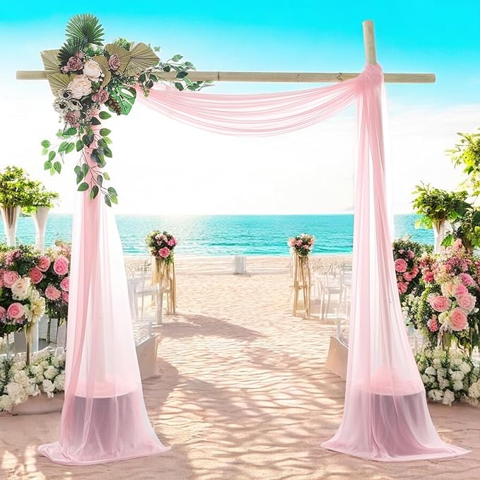MDS Halloween Chiffon Draping Fabric - 1 Panel, 30" Wide x 20ft Long - Sheer Spooky Arbor & Canopy Drapery for Haunted House Backdrops, Party Ceilings, DIY Costumes & Themed Events - Blush Pink