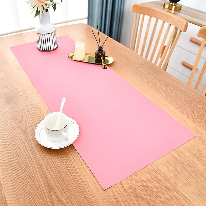 Farmhouse Pink Table Runner Small Short Table Runners 36 Inches Coffee Table Runner for Dresser Living Room Bedroom Holiday Party Banquet 12X36 Inch