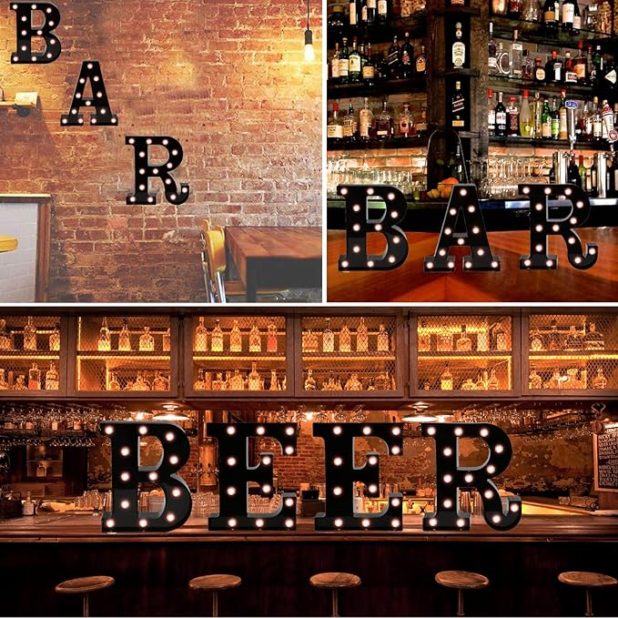 OYCBUZO Light Up Black Alphabet Marquee Letters Sign LED Marquee Number Lights Sign for Night Light Home Bar Christmas Party Lamp Wedding Birthday Decoration M