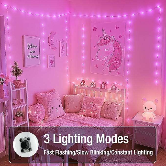 6 Pack Fairy Lights Battery Operated - 7ft 20 Led Twinkle Lights 3 Modes, Bulk Mini String Lights Waterproof for Mason Jars Vases DIY Party Wedding Decoration Christmas - Pink