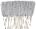 50pcs Faux Pampas Grass Grey, 21.6" Short Artificial Pompous Grass Floral Fake Pompas Grass Branches Vase Filler Flower Arrangement for Home Wedding Boho Decor