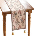 ISAENNE Designer Light Beige Linen Table Runner 102 Inches Long,Vintage Floral Wrinkle Resistant Decor Table Runners for Dining Tables,Christmas,Thanksgiving,Kitchen Tables,12"*102"-Helena A