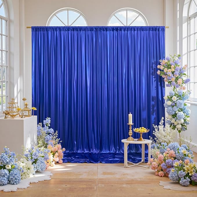 10x10ft Thick Royal Blue Glitter Backdrop Curtain Panels for Parties, Wrinkle Free Sequin Sparking Photo Backdrop Drapes, 2 Panels 5x10ft Shimmer Back Drop Cloth for Wedding Birthday Photography