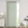 Vision Home Soft Green Pinch Pleated Semi Sheer Curtains Textured Linen Blended Light Filtering Window Curtains 102 inch for Living Room Bedroom Patio Pinch Pleat Drapes with Hooks 1 Panel 60"Wx102"L