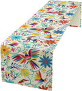 Mexican Table Runner,Boho Colorful Nature Inspired Flowers and Birds Table Cloth Kitchen Dining Table Home Party Decoration 13x90 Inch