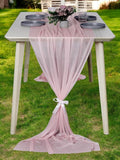 MDS 2 Pack 14ft Chiffon Table Runner 29 x 170 Inches Sheer Wedding Runner Romantic Rustic Table Runner for Wedding Decorations, Birthday Parties, Bridal Shower Party Arch Decor - Blush Pink