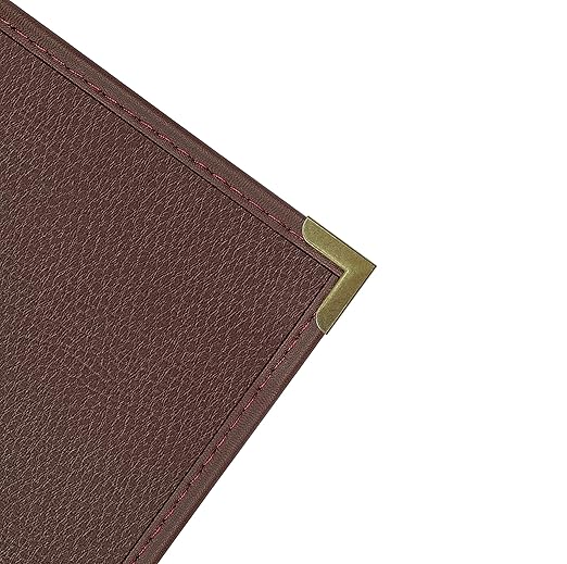 Goodsmart Pajco Style Restaurant Menu Covers – Pack of 10, Side-Loading Menu Holders, Single Stitched Edge, Clear Vinyl Menu Sleeves, Leatherette Trim, Gold Corners, Burgundy, 4 View (8.5" x 14")