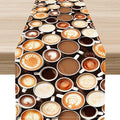 Coffee Theme Table Runner, Farmhouse Coffee Cup Latte Cappuccino Tea Party Rustic Cafe Table Center Decor for Home Kitchen Dining Patio Holiday Party Indoor Outdoor Table Decorations,13"x36" Inch