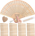 150pcs Personalized Wedding Fans for Guests - Custom Wooden Hand Fans with Names/Dates - Bulk Wedding Favors for Bridal Shower, Baby Shower & Parties (Wood, 150pcs)