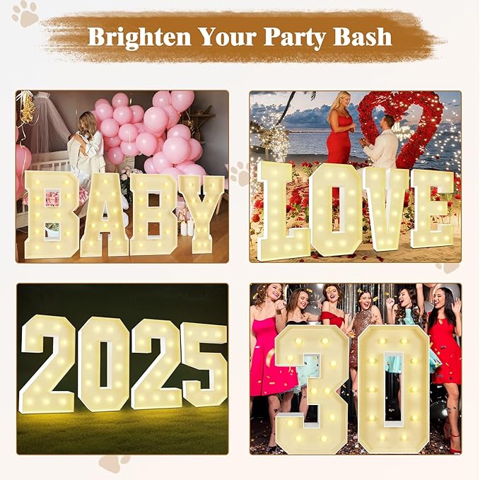Marquee Light Up Letters: 4FT Large Decorative Signs for Party Decorations Baby Shower Birthday Wedding Engagement Anniversary, 4 Feet Tall Pre-Cut DIY Foamboard Letter K - Easy to Assemble