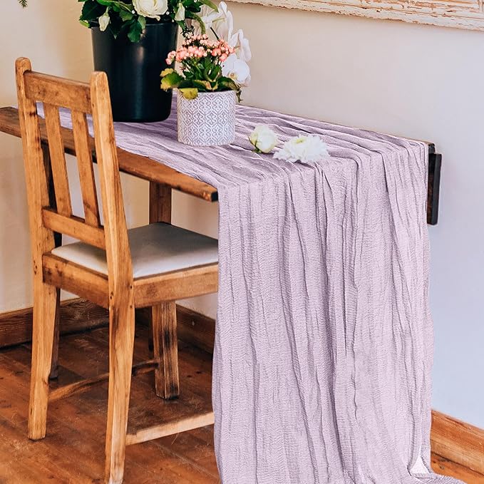 6 Pack Cheesecloth Table Runner 10Ft Christmas Gauze Boho Table Runners for Wedding Decor Bridal Shower Decorations Baby Shower Party(35" x 120")