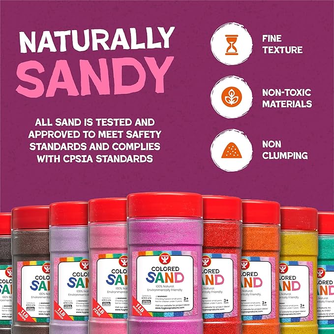Hygloss Colored Sand for Crafts – 1 lb Bottle, Magenta – Vibrant Colorful Fine Sensory Play Sand Art Kits for Kids – Classroom Activities for Children 3 4 5 6 7 8 9 10 11 12 – Safe for Ages 3+