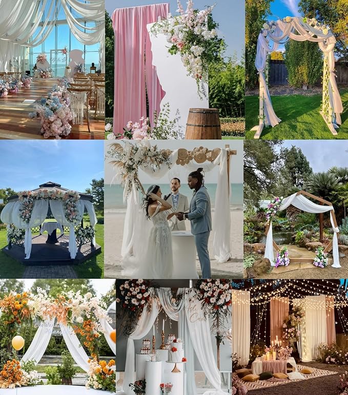 Sage Green Wedding Arch Draping Fabric 29" x 20 FT Wedding Drapes for Backdrop Sheer Green Curtains Drapes for Romantic Bridal Baby Shower Ceremony Birthday Party Fall Outdoor Events