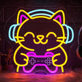 Ineonlife Game Cat Neon Sign for Wall Decor Light Up Cute Animal Led Signs for game room Acrylic Art Decor for home bar bedroom cafe man cave Decorations 12.99x12.6 inch USB POWER