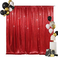 SquarePie Sequin Backdrop Less Transparent Background Sparkly Curtain for Wedding Party 20FT x 10FT Red