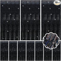 10 Pack Black Streamers Backdrop Tinsel Foil Fringe Curtains Party Decorations Birthday Wednesday Graduation Wizard Party Decorations for Men