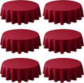 Biscaynebay 6 Pack Textured Fabric Round Tablecloths 60", Red Water Resistant Tableclothes Small Circle Folding Table Covers Linen for Dining, Kitchen, Wedding, Parties etc Machine Washable