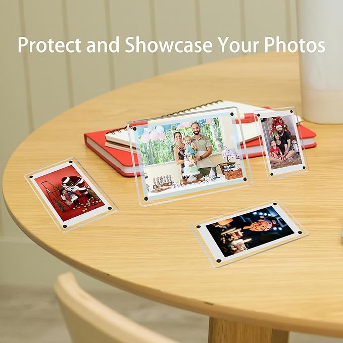 10 Pack-Polaroid Magnets for Refrigerator Acrylic Fridge Magnetic Frame 2.36 x 3.54 Inch Clear Picture Frames for-Polaroids-Fujifilm-instax Mini Film(10pcs Clear, 2.36x3.54 inch)