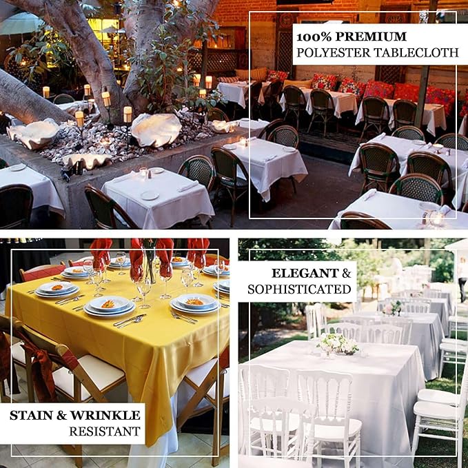 Efavormart 90" Square Polyester Table Overlay for Wedding Kitchen Dining Events - Pink