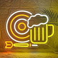 Beer Darts Neon Sign,Neon Signs for Wall Decor,Led Beer Sign for Bar,Neon Light Sign for Man Cave,Beer Sign for Bedroom,Light Up Sign for Bar,LED Wall Art Neon Sign for Party,Pub,Clubs