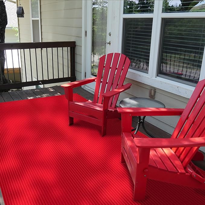 Ottomanson 3'11" x 5' Mud Mat Area Rug Scraper Carpet - Non-Slip, Dirt Trapping for Indoor & Outdoor Use - Ideal for Entryway, Garage, Kitchen, Patio & High-Traffic Areas, Red