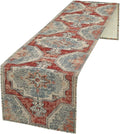 Boho Floral Vintage Table Runner, Retro Blue Red Flower Rustic Country Farmhouse Abstract Pattern for Home Kitchen Table Decor Dining Coffee Room Party Decor 13x36in