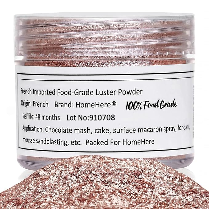 HomeHere Edible Luster Dust Food-Grade Glimmer Powder Glitter for Cake Decorating 7g, Disco Diamond Dust, Edible Sprinkle Glitter for Cocktails Drinks Baking Candy Dessert Chocolate Vegan Tasteless